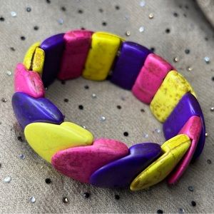 Vintage stretch multicolored bracelet plastic? stone? Bakelite?